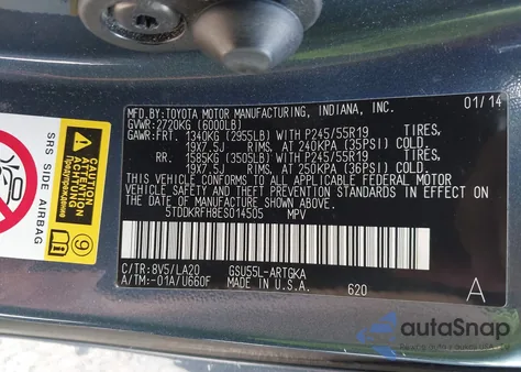 2014 Toyota Highlander Limited V6 from USA, damaged, VIN 5TDDKRFH8ES014505